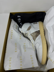 RHUDE Authentic Rhecess High White Snakeskin Sneaker MSRP:$695.00 Size 10 Mens Shoe