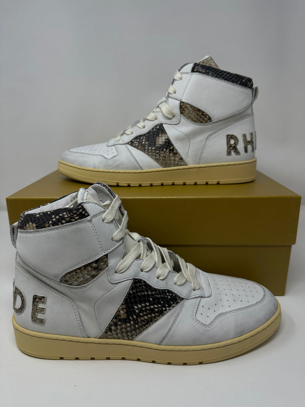 RHUDE Authentic Rhecess High White Snakeskin Sneaker MSRP:$695.00 Size 7 Mens Shoe