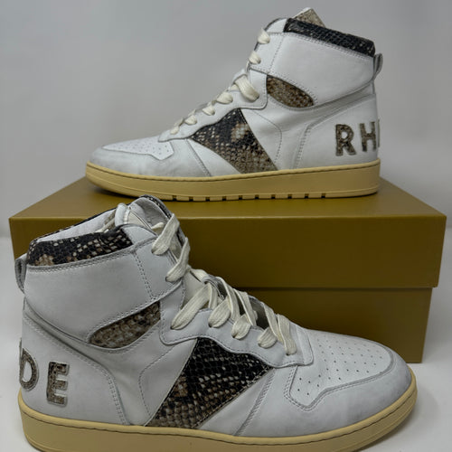 RHUDE Authentic Rhecess High White Snakeskin Sneaker MSRP:$695.00 Size 7 Mens Shoe