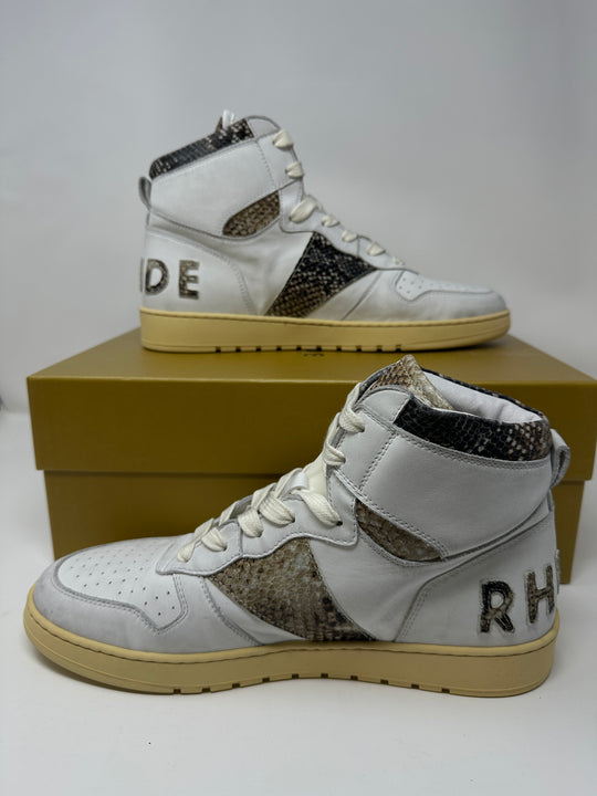 RHUDE Authentic Rhecess High White Snakeskin Sneaker MSRP:$695.00 Size 10 Mens Shoe