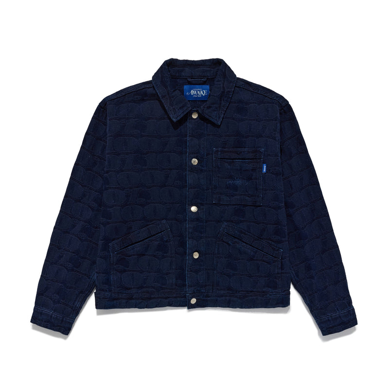 Awake NY Jacquard 100 Trucker Jacket - Navy