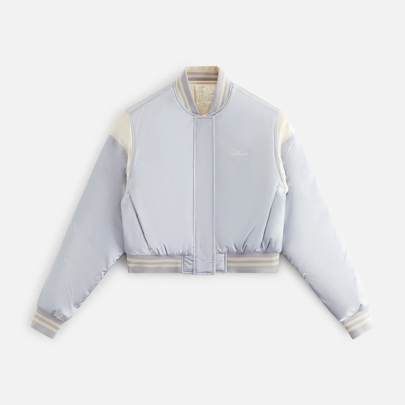 Kith Women's Landry Varsity Cropped Bomber - Light/Pastel Blue LARGE MSRP: $250