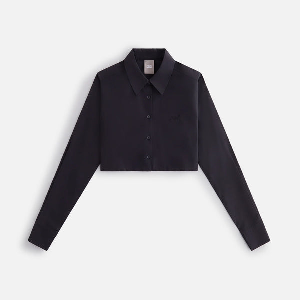Kith Women's Nylon Faille Cropped Button Down - Blk LARGE MSRP: $195