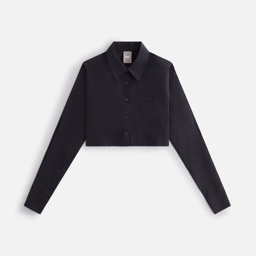 Kith Women's Nylon Faille Cropped Button Down - Blk LARGE MSRP: $195