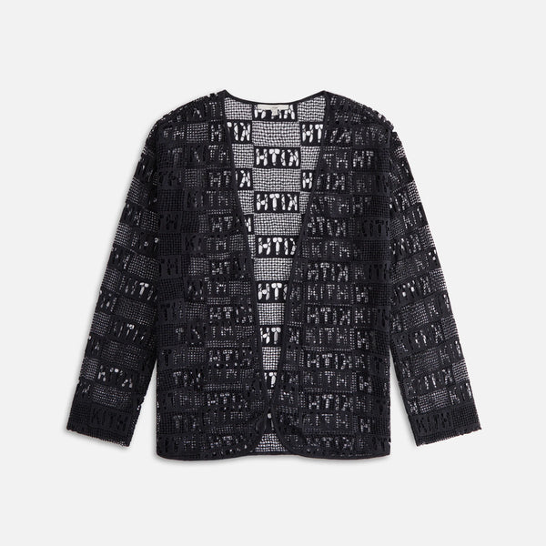 Kith Women's Ethan Logo Lace Cardigan - Blk LG MSRP: $165