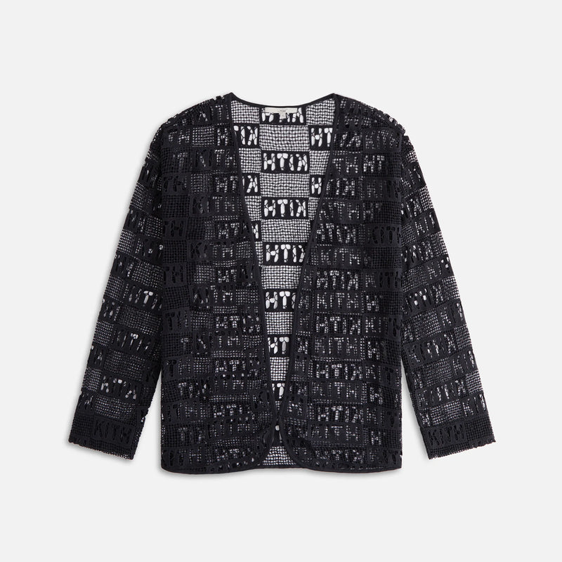 Kith Women's Ethan Logo Lace Cardigan - Blk LG MSRP: $165