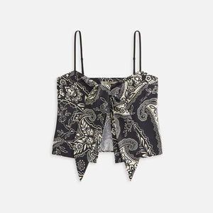KITH Women's Luna Paisley Tie Front Cami - Blk M MSRP: $125
