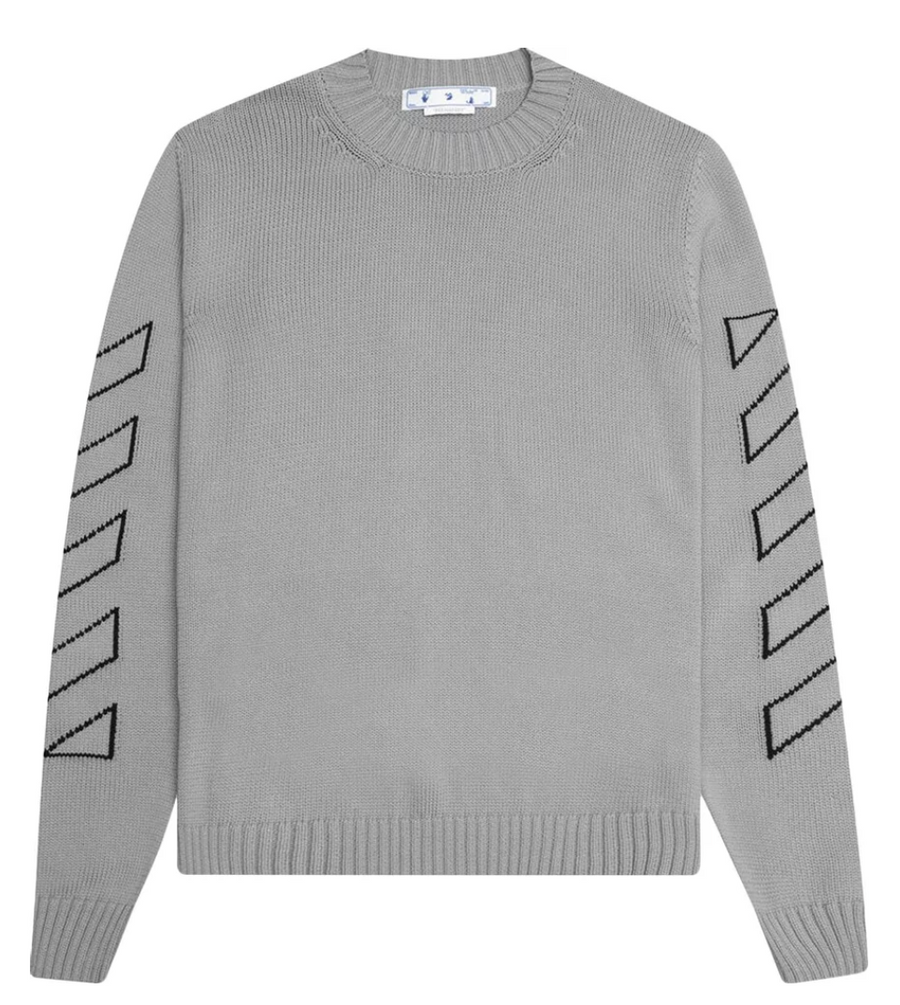 OFF-WHITE Diag Outline Grey Knit Crewneck