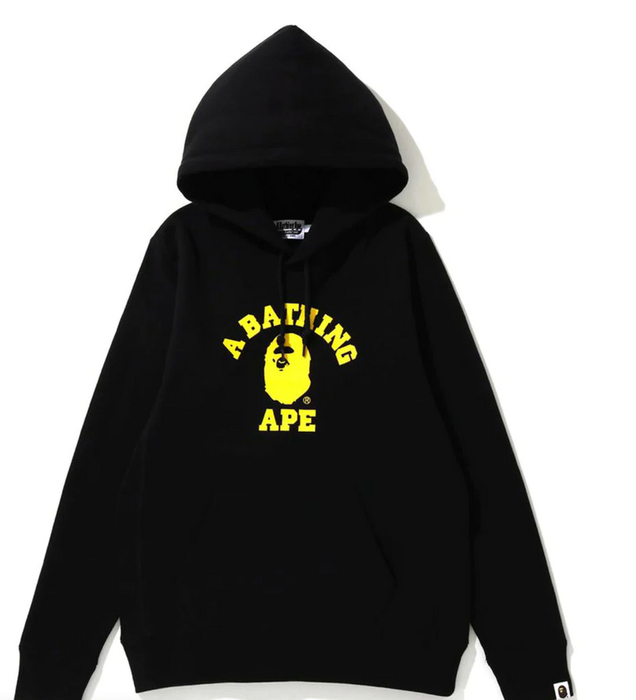 Bape College Pullover Hoodie - Black/Yellow