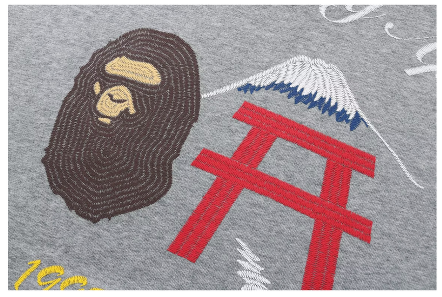 Bape Embroidery Relaxed  Pullover Grey