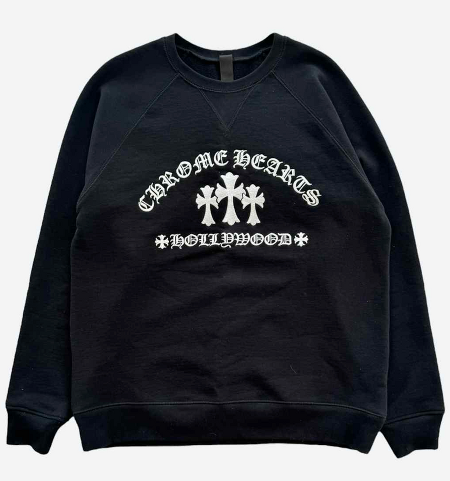 Chrome Hearts Black Triple Cross Logo Knit Sweater