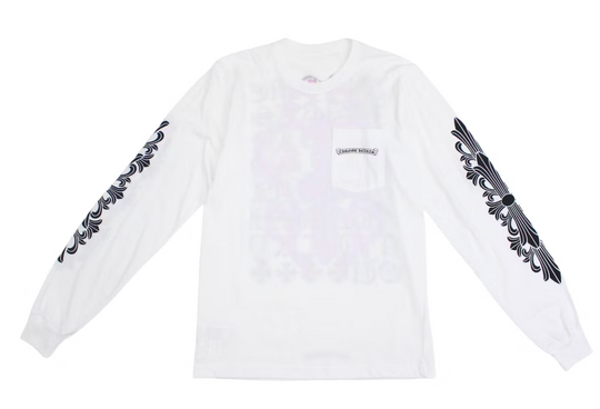 Chrome Hearts Eye Chart Dagger Longsleeve T-shirt White/Pink