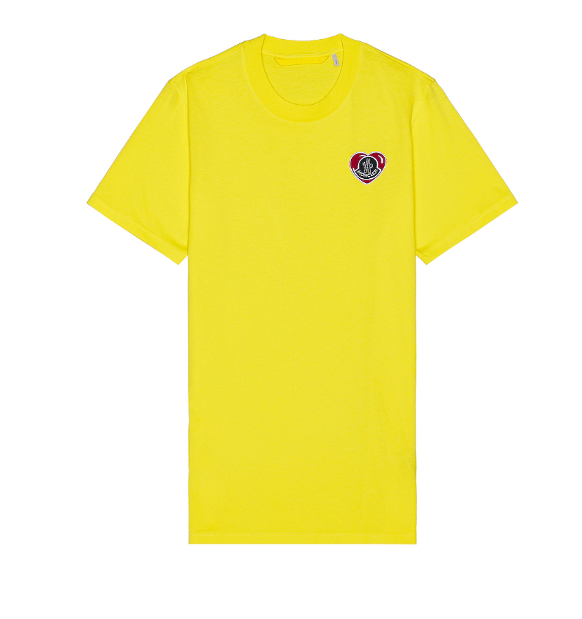 Moncler Moncler Heart Logo Patch T-Shirt Yellow