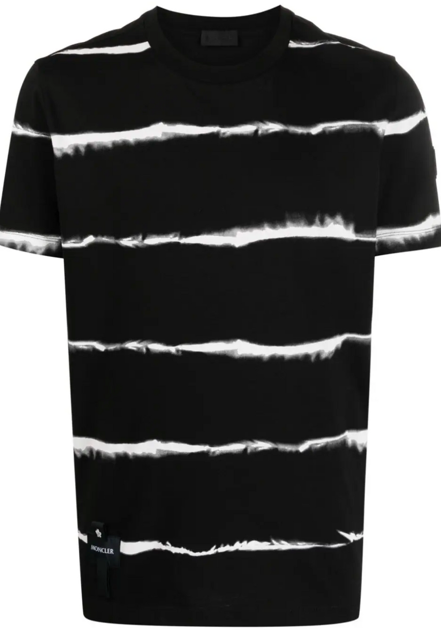 Moncler Tie-Dye Print Cotton T-Shirt Black/White