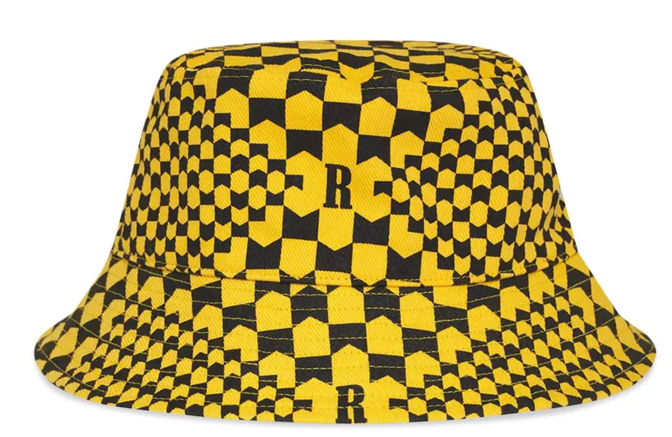 Rhude Checkered Monogram Bucket Hat - Yellow/Black
