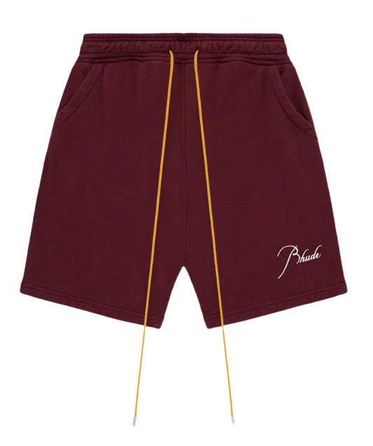Rhude Embroidered Classic Sweatshort - Burgundy MSRP $475