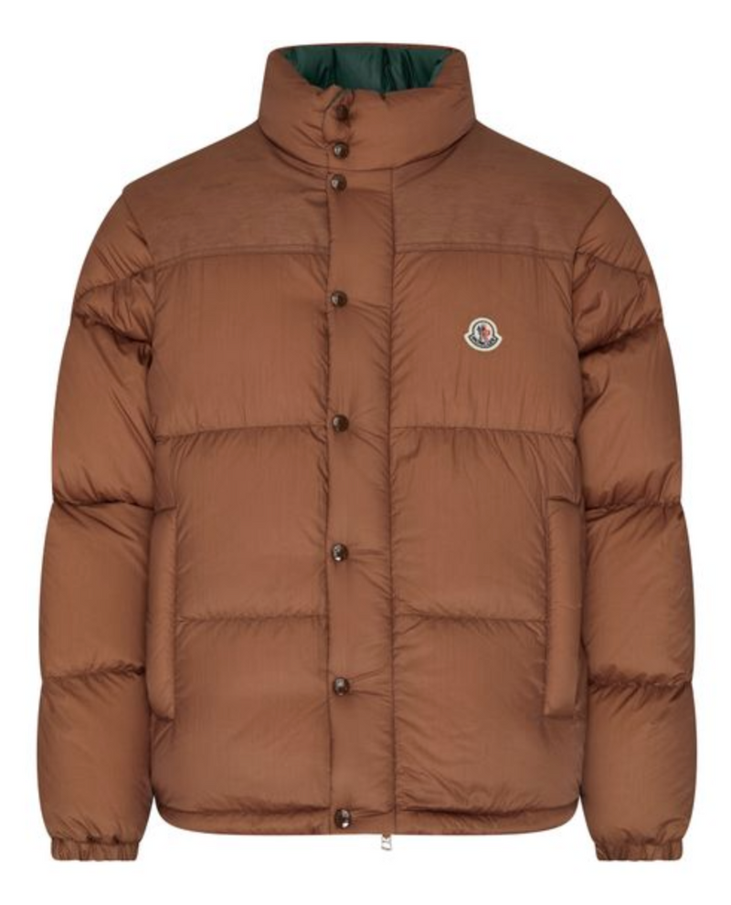Moncler Verone 1 Reversible Monogram Brown Puffer Jacket Size 5
