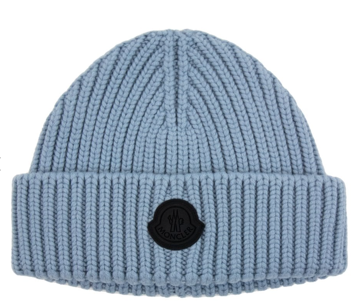 Moncler Berretto Tricot Knitted Beanie Light Blue