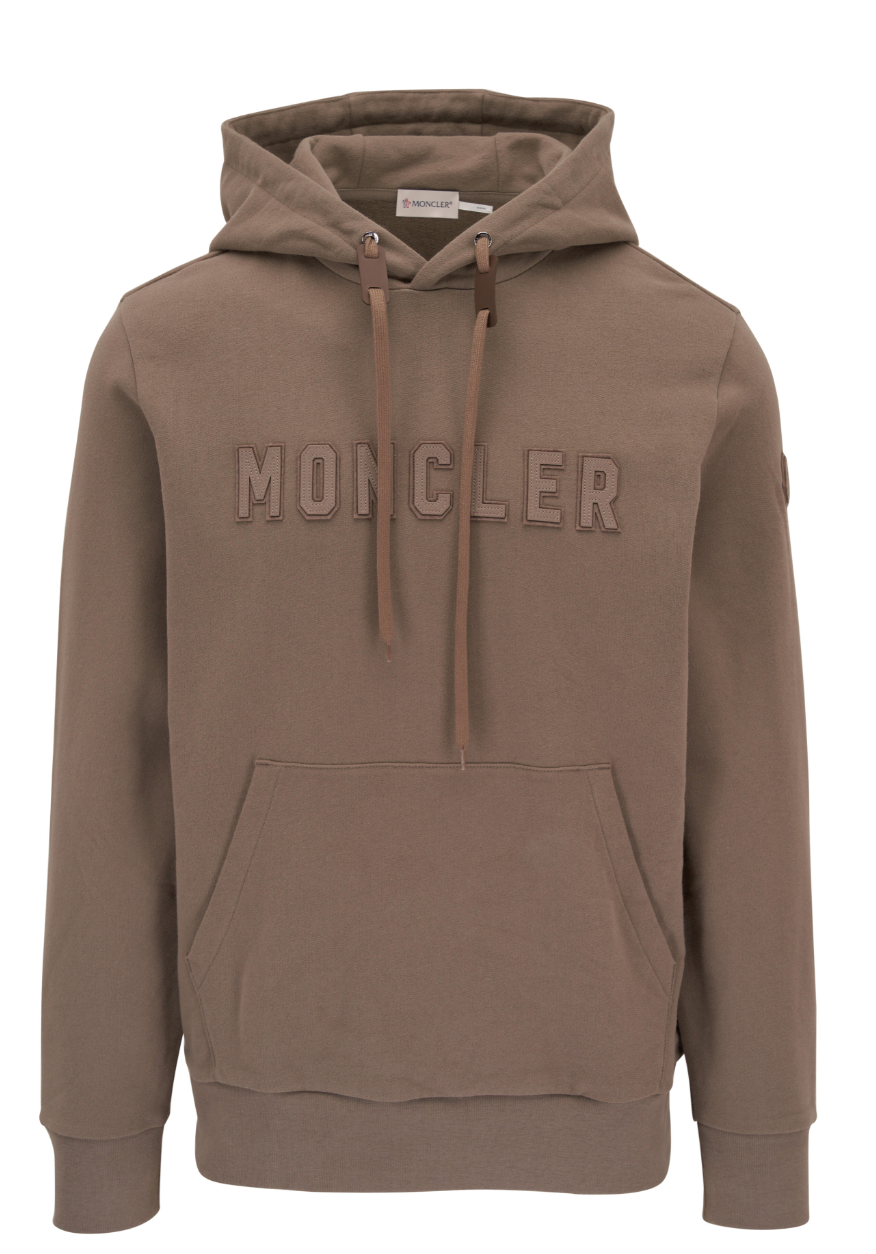 Moncler Felpa Con Cappuccio / Moncler Brown Cotton Logo Hoodie Size Large