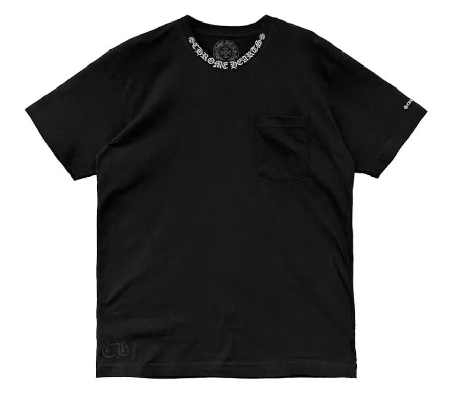 Chrome Hearts Neck Logo Short Sleeve Pocket Crew T-shirt Black