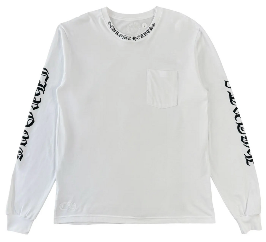 Chrome Hearts Neck Logo Long Sleeve Pocket Crew T-shirt White