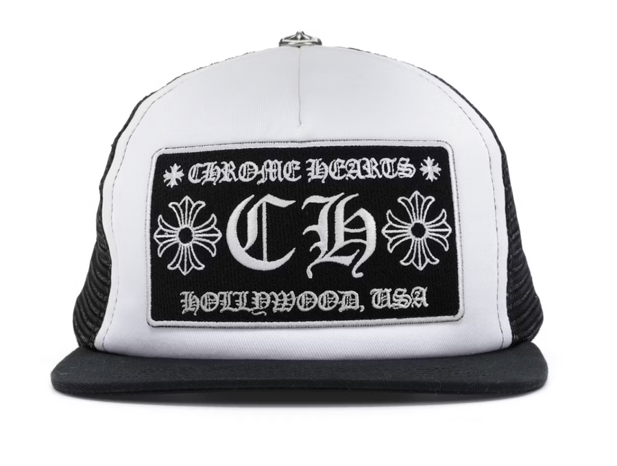 Chrome Hearts CH Hollywood Trucker Hat Black/White