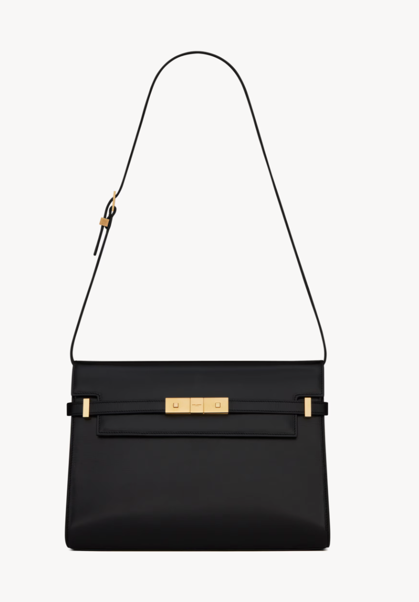 Yves Saint Laurent  Smooth Calfskin Manhattan Shoulder Bag Black YSL