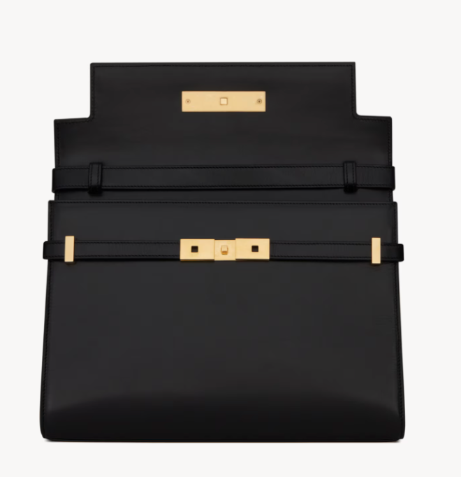 Yves Saint Laurent  Smooth Calfskin Manhattan Shoulder Bag Black YSL