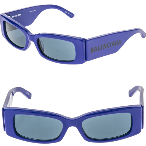 BALENCIAGA MAX Square Blue Fashion Logo Narrow Slim Sunglasses