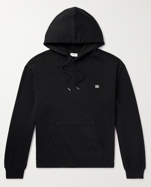 Celine Homme Logo-Embroidered Cotton and Cashmere-Blend Hoodie Size XL