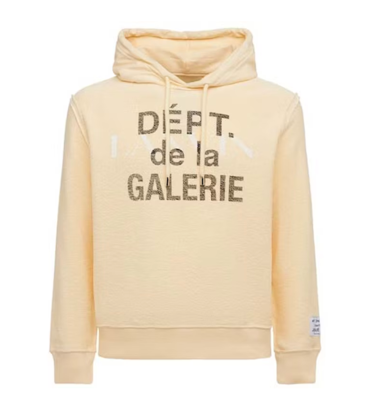 Gallery Dept. x Lanvin Logo Washed Cotton Relaxed Hoodie Beige Size XL