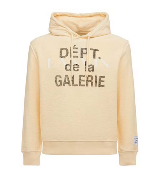 Gallery Dept. x Lanvin Logo Washed Cotton Relaxed Hoodie Beige Size XL