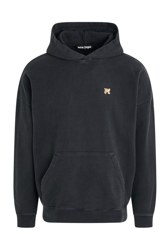 Palm Angels Back Burning Monogram Hoody Black/Gold Size Large