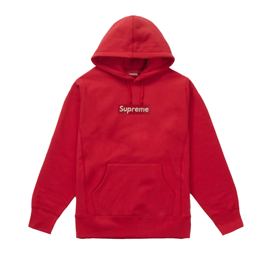 Supreme Swarovski Box Logo Hooded Sweatshirt Red Size Medium