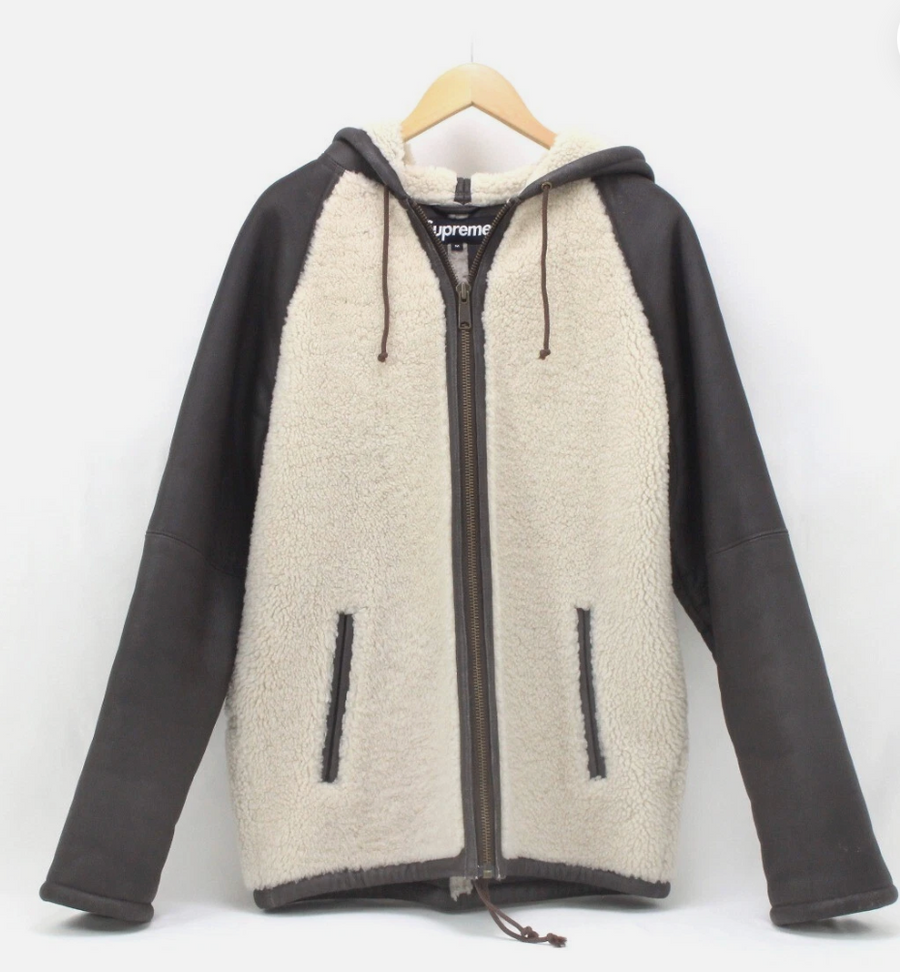 Supreme Boa Mouton Leather Jacket Brown Size Medium