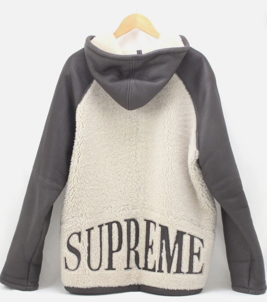 Supreme Boa Mouton Leather Jacket Brown Size Medium