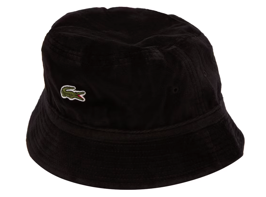 Supreme x Lacoste Velour Crusher Black Bucket Hat