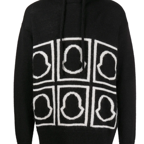 Moncler Logo-Intarsia Knitted Hooded Sweatshirt Size Large