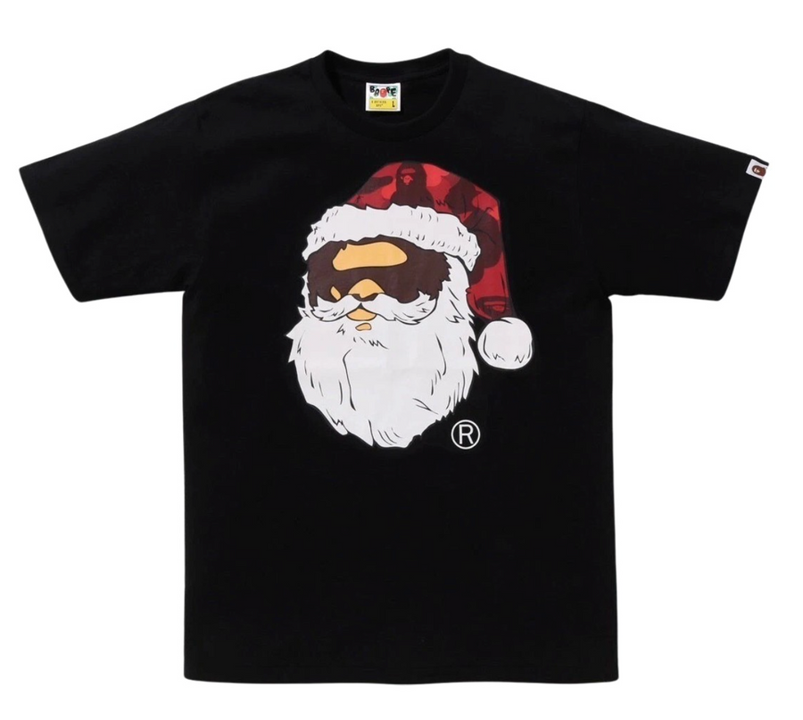 A Bathing Ape BAPE Men Christmas Ape Head Tee Black Size Large
