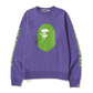 A Bathing Ape BAPE Mad Face Crewneck Purple Size Small Mens GLOW IN THE DARK!