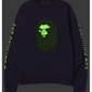 A Bathing Ape BAPE Mad Face Crewneck Purple Size Small Mens GLOW IN THE DARK!