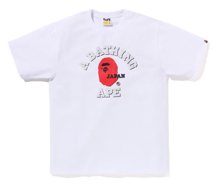 A Bathing Ape BAPE Japan College Tee White Size Small Mens