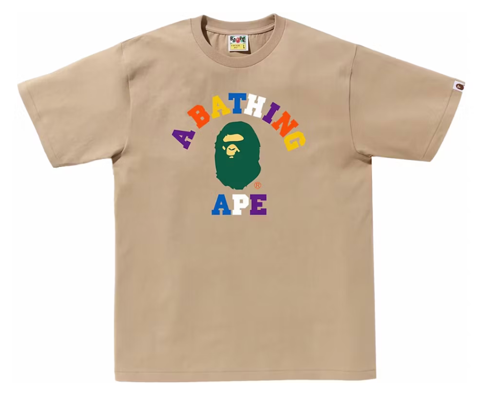 A Bathing Ape BAPE Colors College Tee (SS24) Beige Size Medium Mens