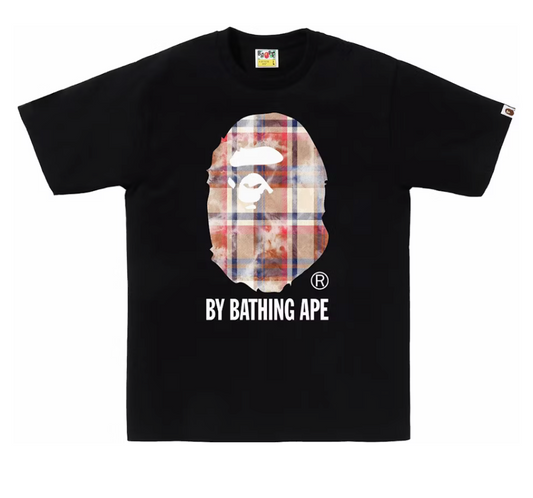 A Bathing Ape BAPE Bleach Check Ape Head Tee Black Size Medium Mens