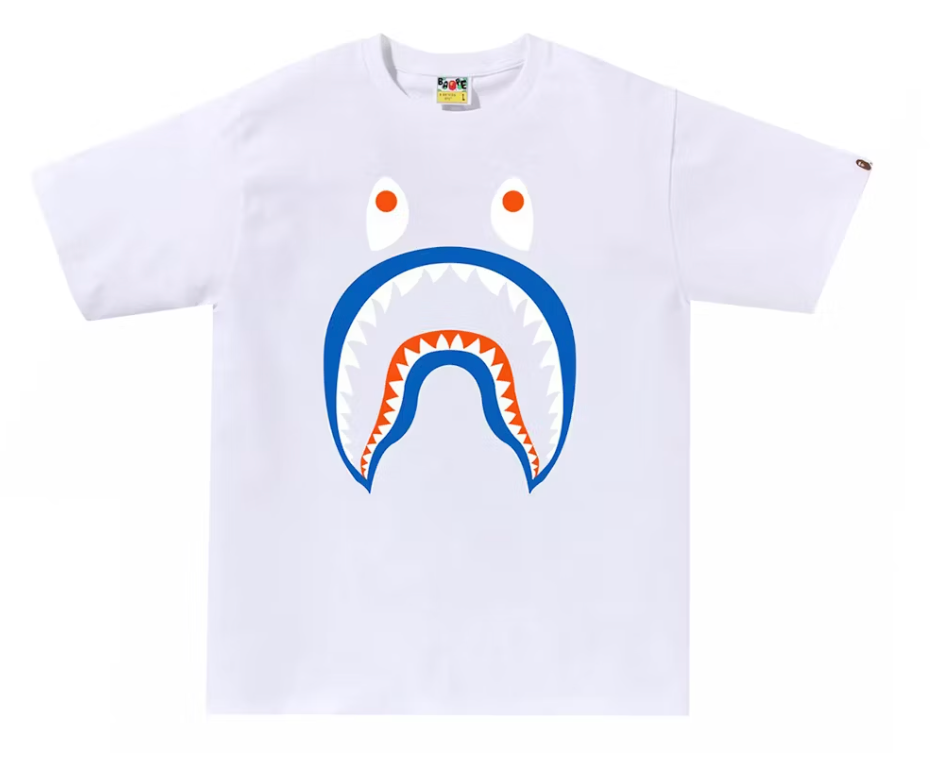 A Bathing Ape BAPE Colors Shark PONR Tee White Size Medium