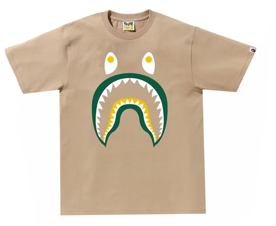 A Bathing Ape BAPE Colors Shark PONR Tee Beige Size Medium Mens