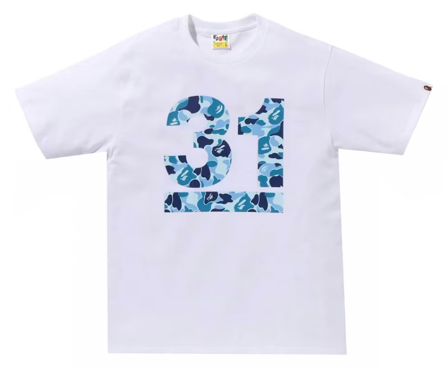 BAPE A Bathing Ape 31st Anniversary ABC Camo Tee White/Blue Size Medium Mens