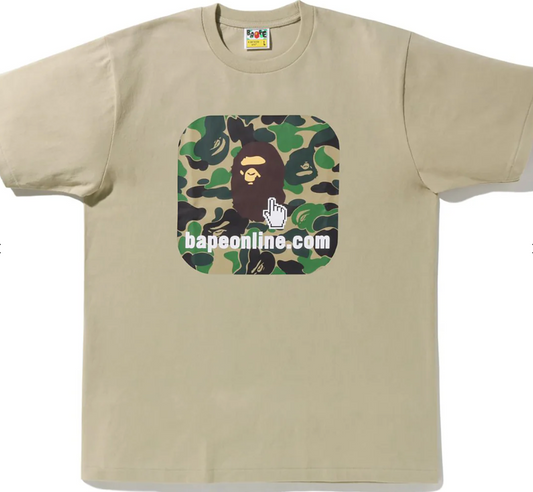 A Bathing Ape Mens Web ABC Camo BAPE Online Tee Beige Size Medium
