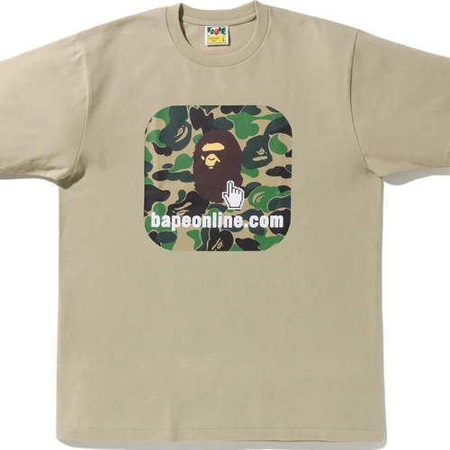 A Bathing Ape Mens Web ABC Camo BAPE Online Tee Beige Size Medium