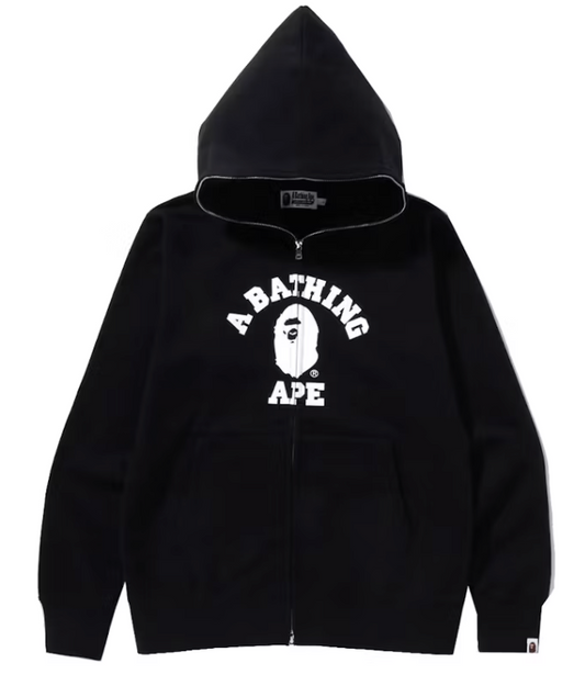 BAPE College Full Zip Hoodie Black Size XL Mens
